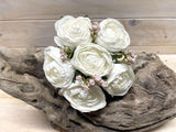 Artificial Rose Posies -  Dry Look with 6 Flowers (White)