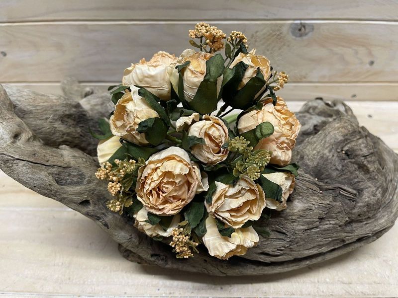 Artificial Rose Bundle - Dry Look Mixed (Peach)