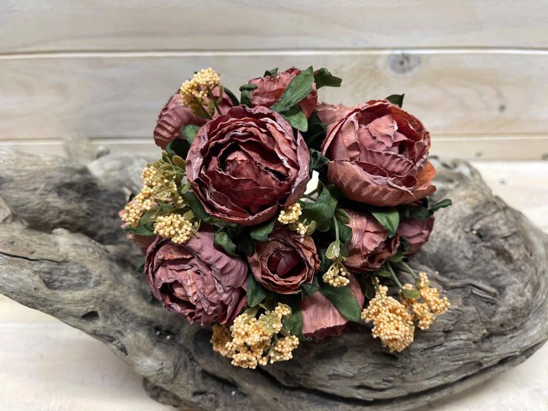 Artificial Rose Bundle - Dry Look Mixed (Rust)
