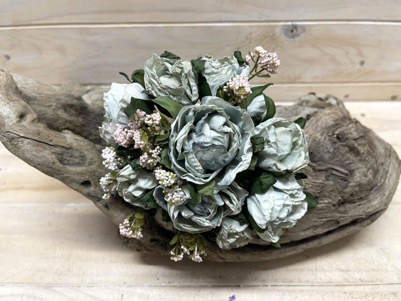 Artificial Rose Bundle - Dry Look Mixed (Teal)