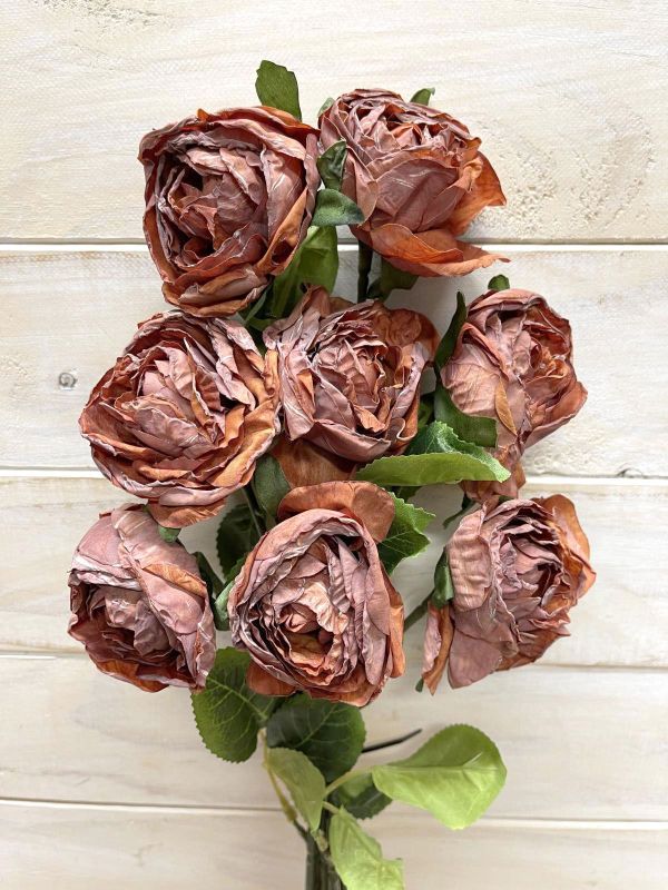 Artificial Rose Stem Bundle - Dry Look (Rust)