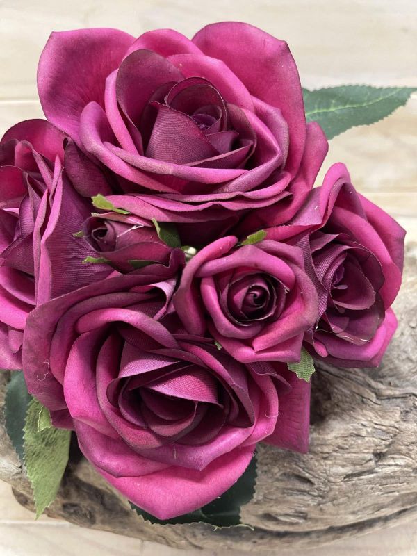 Artificial Rose Posies - Real Touch (Purple)