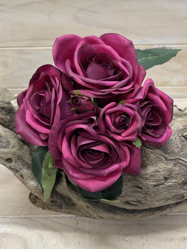 Artificial Rose Posies - Real Touch (Purple)
