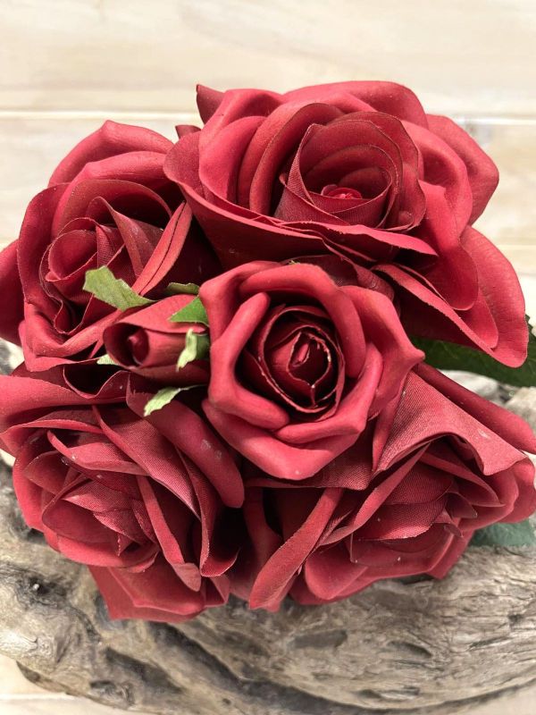 Artificial Rose Posies - Real Touch (Red)