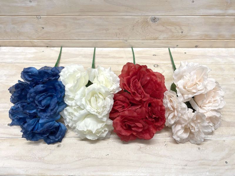 Artificial Open Rose Bush (Assorted)