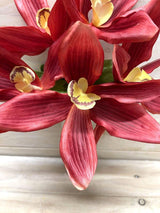 Artificial Cymbidium Orchid Bush (Burgundy)