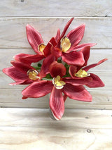 Artificial Cymbidium Orchid Bush (Burgundy)