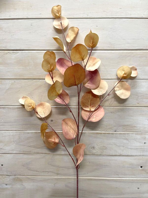 Artificial Large Round Eucalyptus Spray - Brown