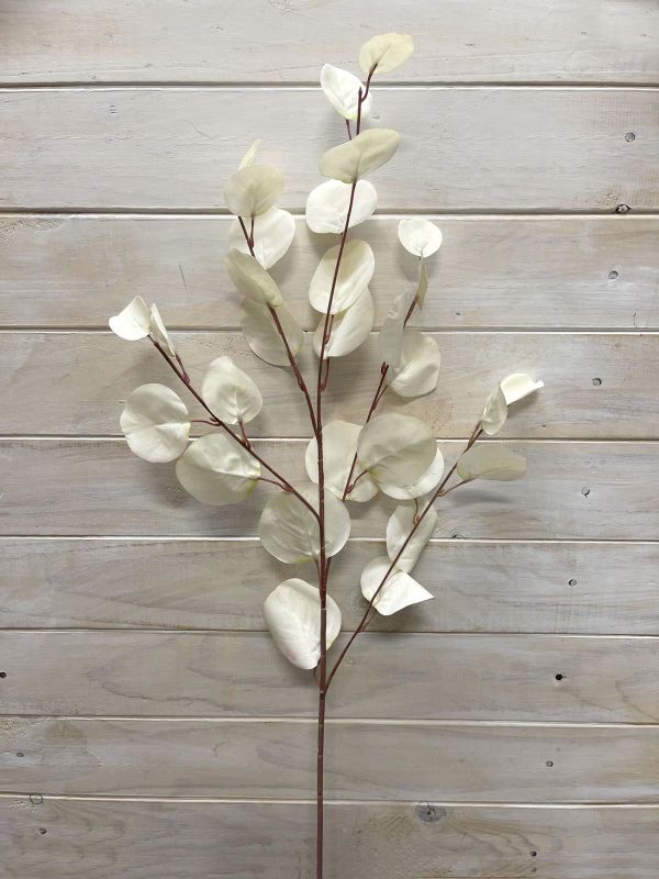Artificial Large Round Eucalyptus Spray - Cream