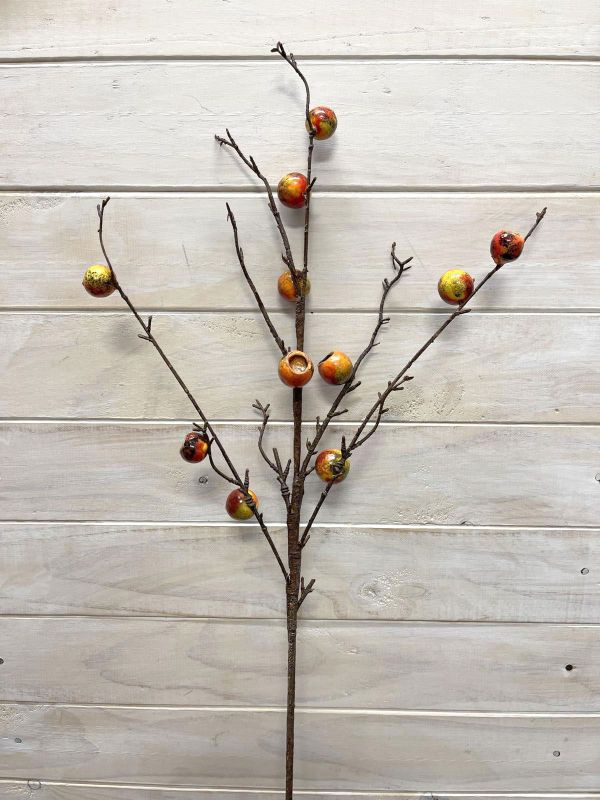 Artificial Round Eucalyptus Nut Spray (Orange)