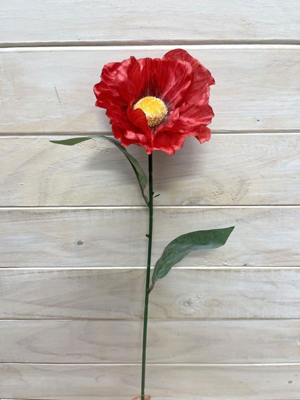 Artificial Single Poppy Stem (Red)