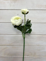 Artificial SIngle Ranunculus With Bud (White)
