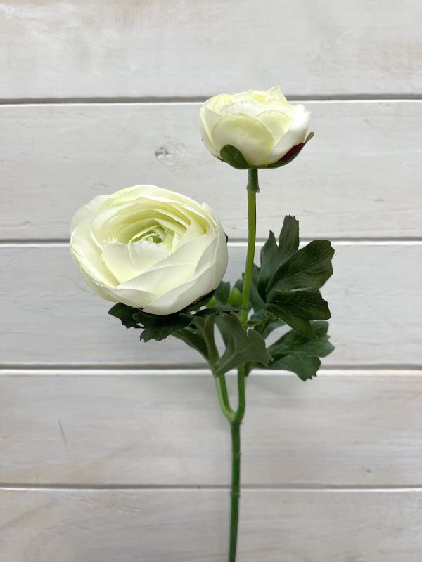 Artificial SIngle Ranunculus With Bud (White)