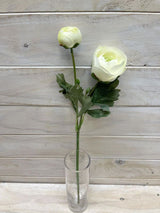 Artificial SIngle Ranunculus With Bud (White)