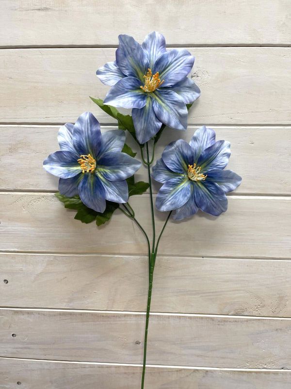Artificial Flower Spray - Chemite with 3 Flowers (Light Blue)