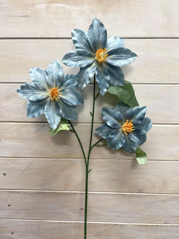 Artificial Flower Spray - Chemite with 3 Flowers (Teal)