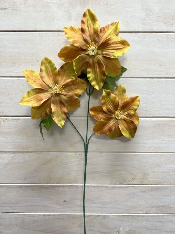 Artificial Flower Spray - Chemite with 3 Flowers (Yellow Brown)