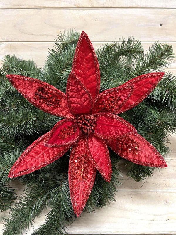Artificial Long Petal Poinsettia (Red)