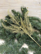 Artificial Glittered Fern Spray (Gold)