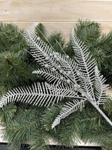 Artificial Glittered Fern Spray (Silver)