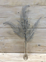 Artificial Glittered Fern Spray (Silver)