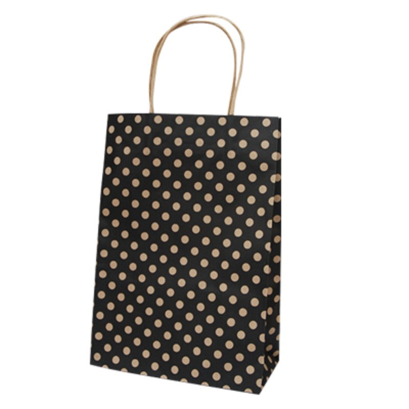 Paper Bags Black Spot Kraft Junior- (100 Bags) 29 x 20cm