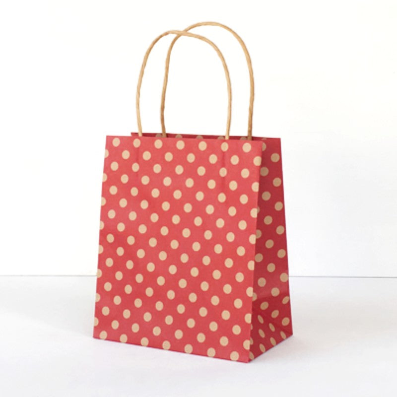 Paper Bags Red Spot Kraft Toddler- (100 Bags) 20 x 17 x 10cm