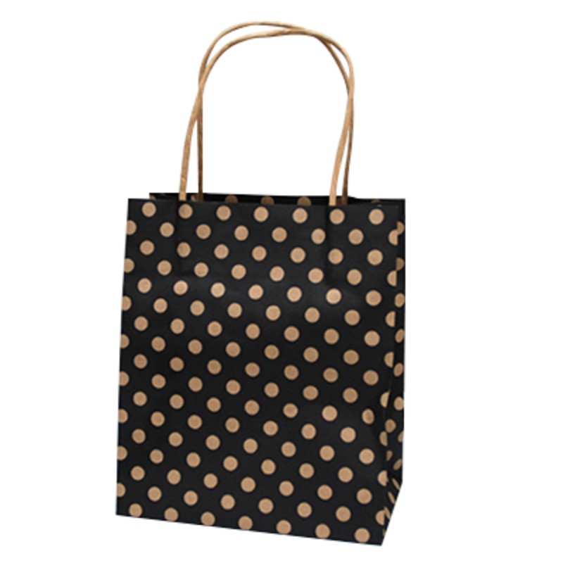 Paper Bags Black Spot Kraft Toddler- (100 Bags) 20 x 17 x 10cm