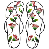 Metal Wall Hanging - Jandal with Pohutukawa (Set of 2)