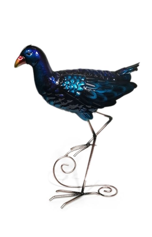 Metal Ornament - Freestanding Pukeko Crouching Large (47cm)