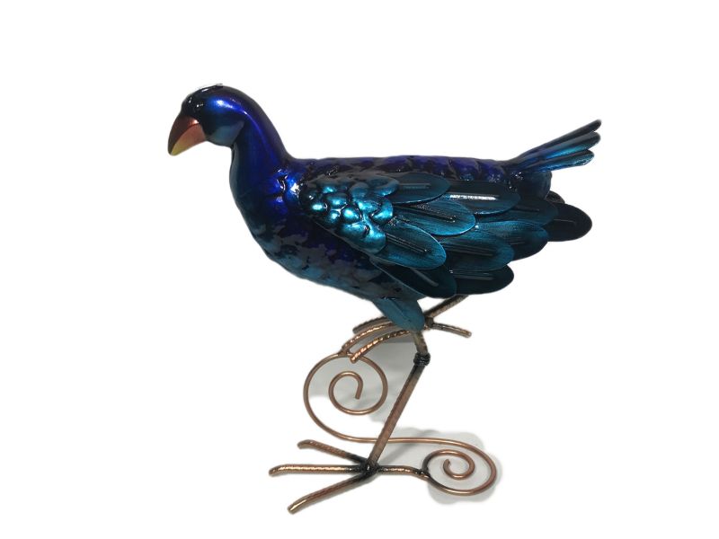 Metal Ornament - Freestanding Pukeko Crouching Small (26cm)