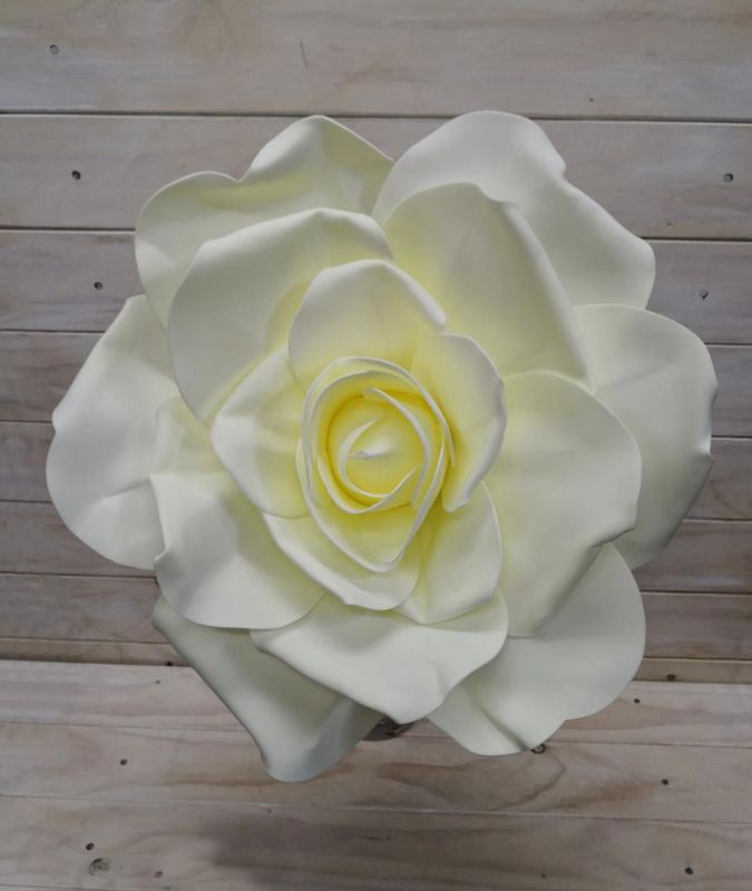 Artificial Flower Head -  Curled Petal Rose Head 40cm XL (White)