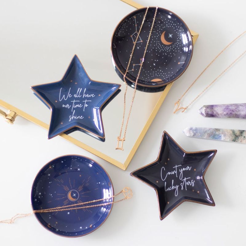 Ceramic Blue Crescent Moon Trinket Dish