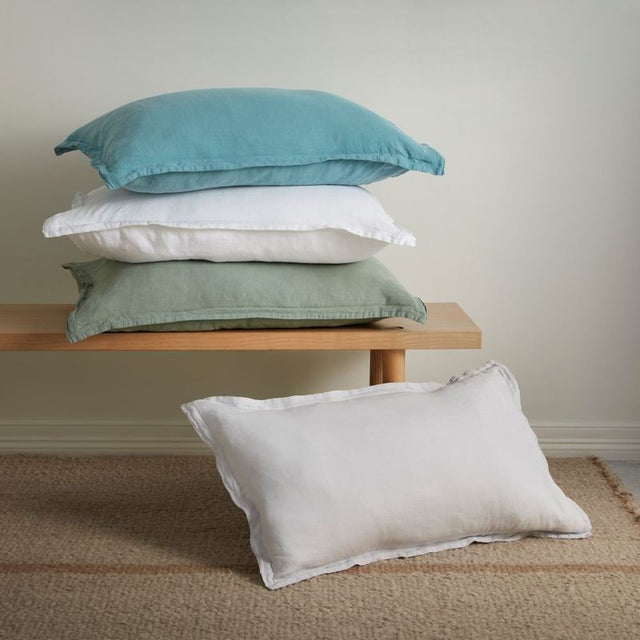 Pair of Oxford pillowcases in Ash, crafted from 100% European Flax linen; soft, breathable, and eco-friendly.