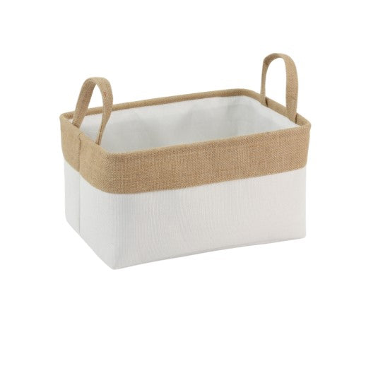 Medium Rectangle White Jute Bag with Handles