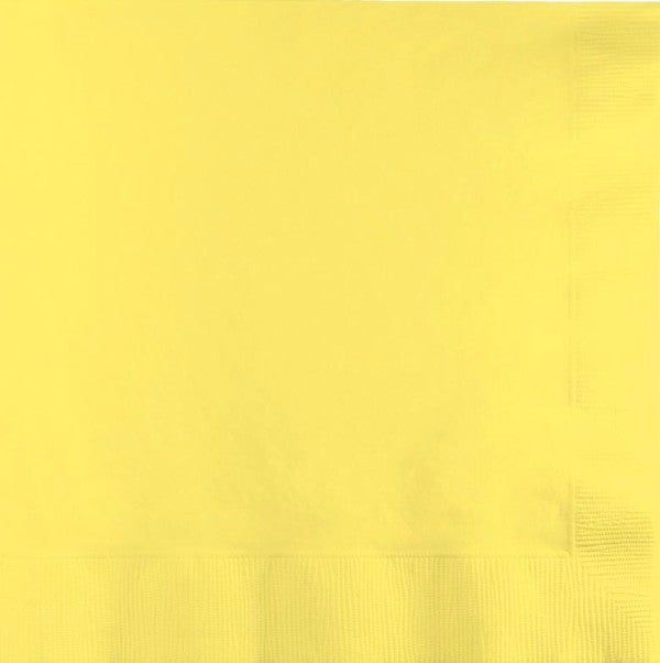 Vibrant mimosa yellow luncheon napkins, 2-ply, 33cm x 33cm, perfect for elegant events and casual gatherings. Pack of 50.