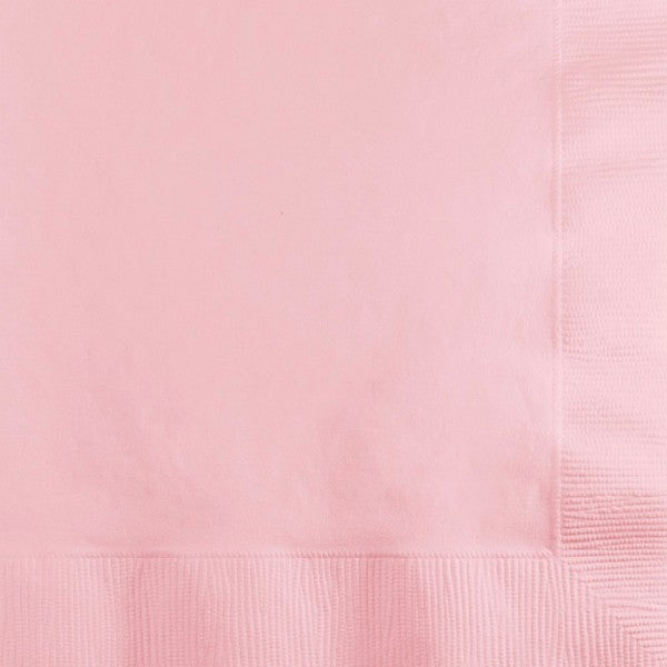 Pack of 50 classic pink luncheon napkins, 2-ply, 33cm x 33cm, perfect for elegant dining occasions.