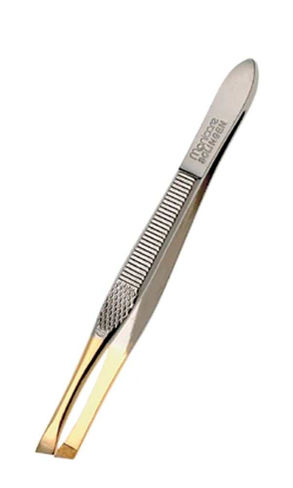 Manicare Slant Tweezers, Gold Tipped