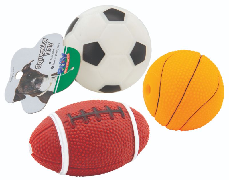 PET Toy - SQUEAKY SPORTS BALL (6 Assorted Units)