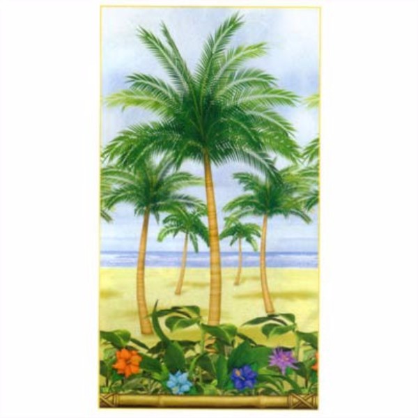Large Scene Setter Wall Palm Tree decoration (120cm x 12m) for tropical-themed parties and events, vibrant and immersive.