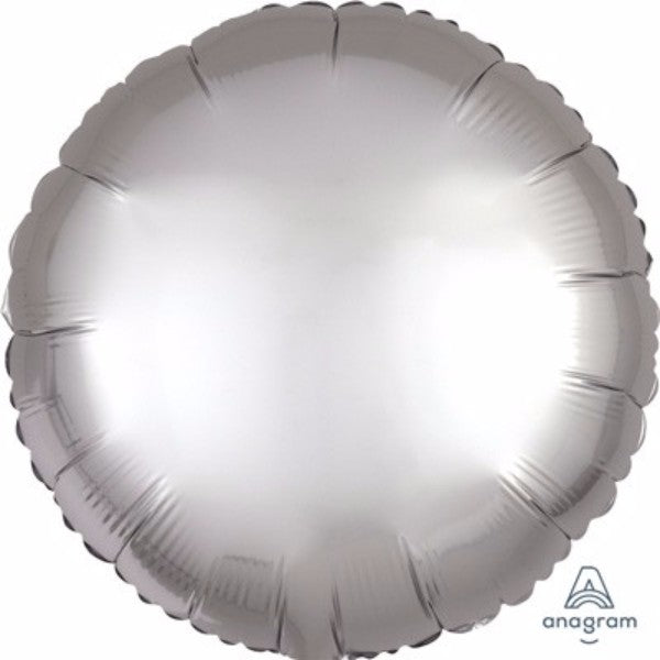 45cm Round Platinum Satin Luxe Foil Balloon