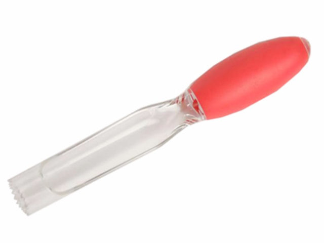 Stylish Red Apple Corer with ergonomic grip for effortless core removal, designed by Moha of Switzerland.