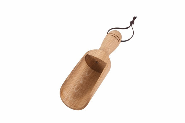 Handcrafted Large Oak Scoop, L200mm, perfect for serving grains and dry goods in style and functionality.