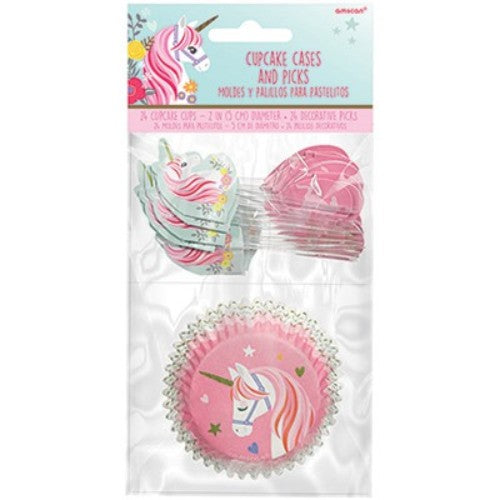 Magical Unicorn Cupcake Cases & Picks Kit - Pack of 48