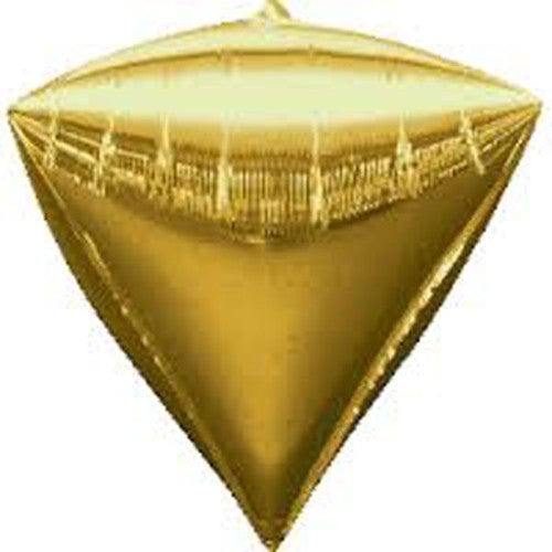 Shape Diamondz Gold foil balloons in a unique diamond design, 40cm x 43cm, ideal for glamorous events, pack of 3.