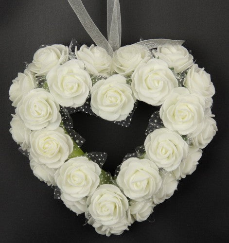 Wreath - Small Rose Heart - Small (White)