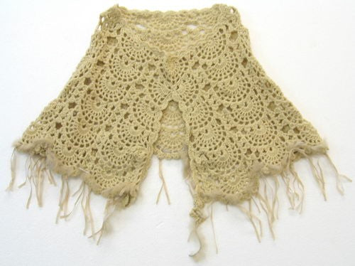 Poncho - Fur Trim and Tassle (Beige)