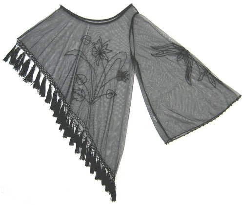 Top - One Arm Tulle Beading (Black)