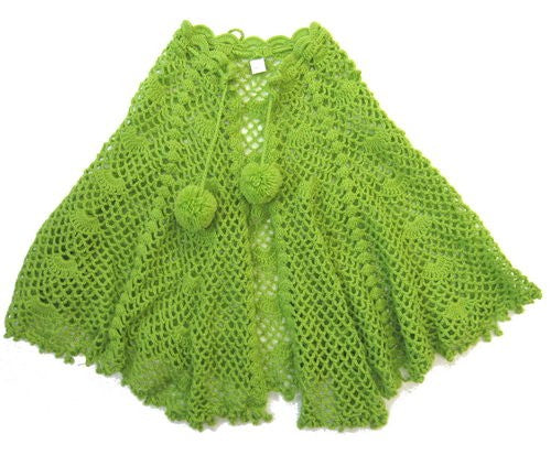 Poncho - Crochet Front Fasten (Lime)