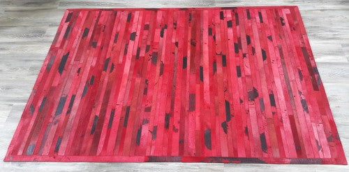 Rug - Cowhide Leather (Red Stripes)